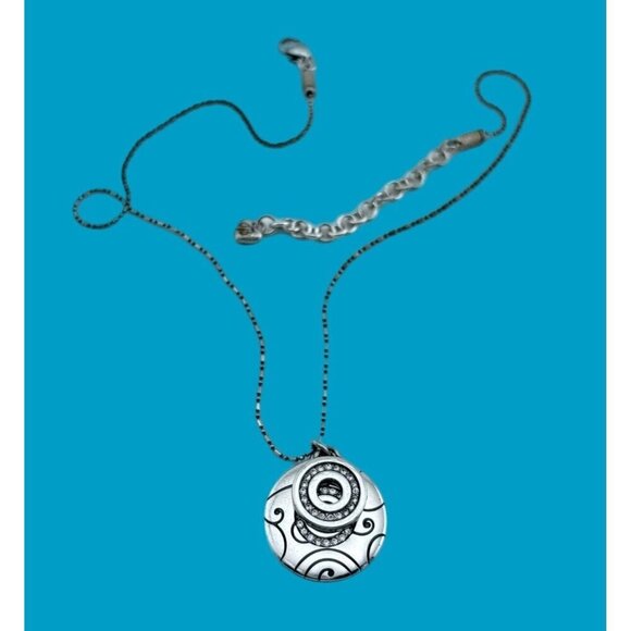 Brighton silver plated and crystal double disk pendant necklace Crystals - Picture 4 of 5